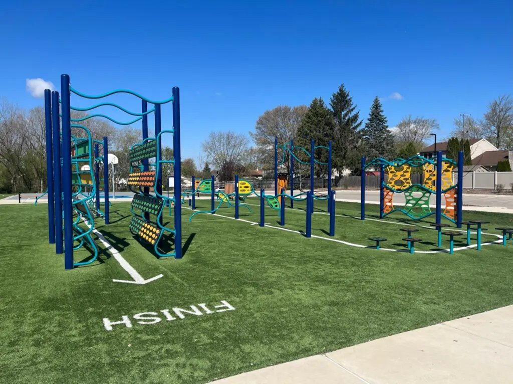 a playground with a few swings