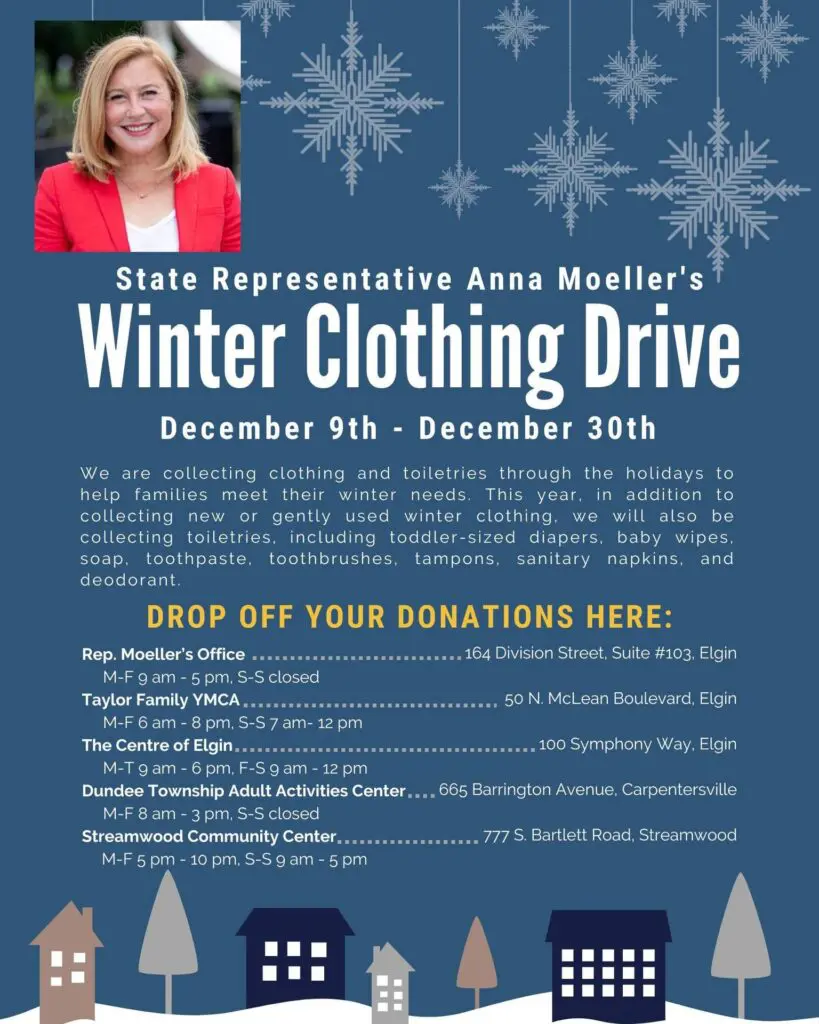 a poster for a winter clothing drive
