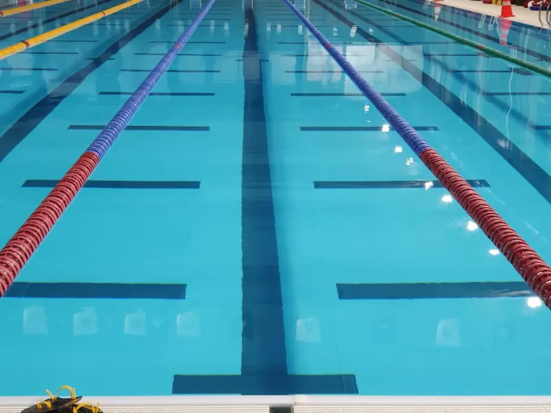 a swimming pool with lanes