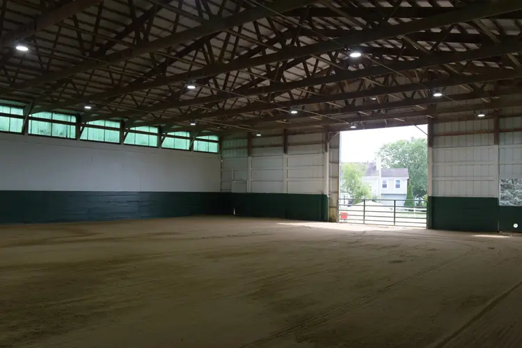inside a large empty barn