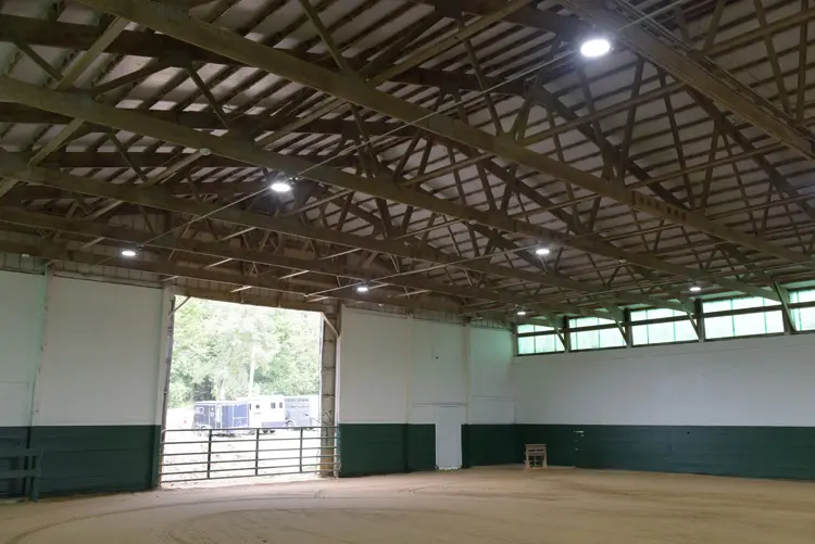inside a large indoor arena