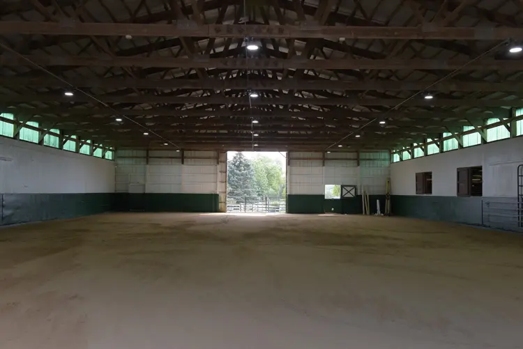 inside a large empty barn