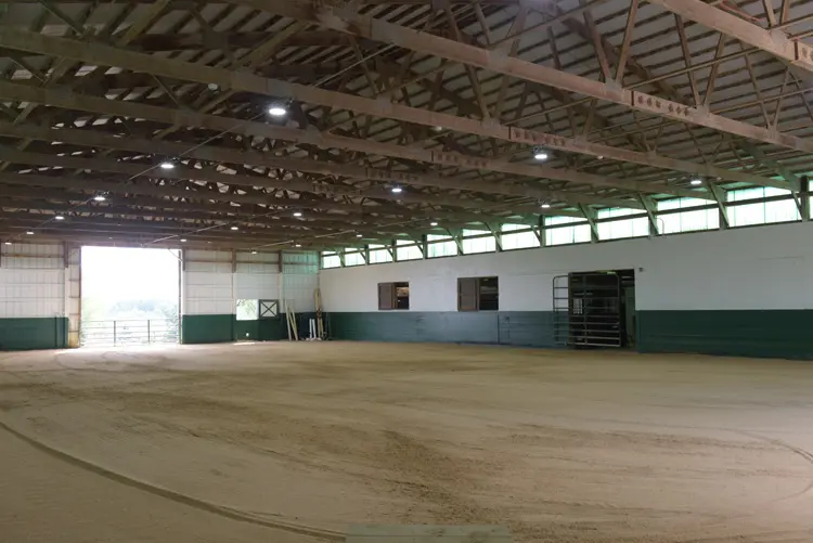 inside a large empty arena