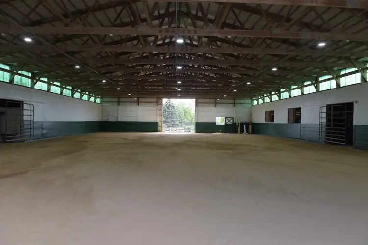 inside a large empty barn