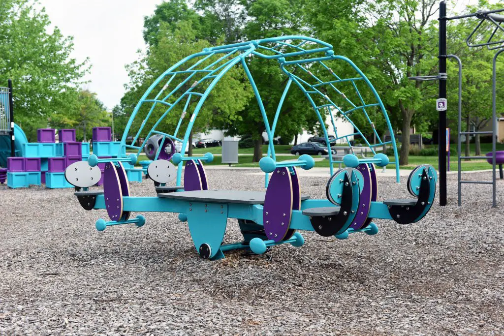 a blue and purple playground equipment