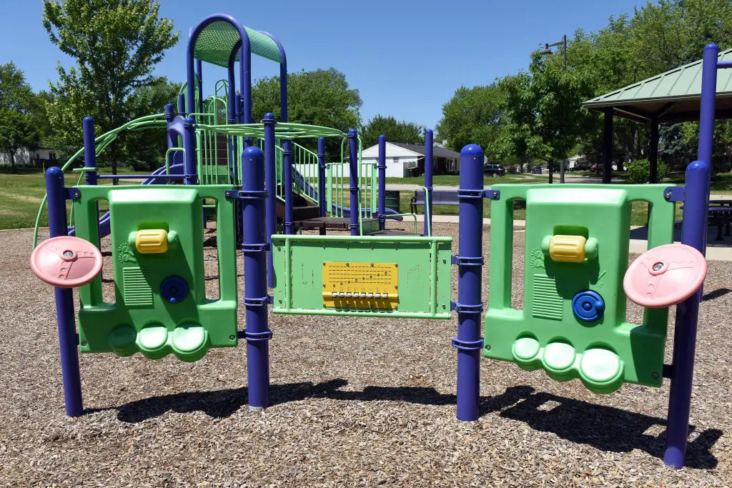 a playground equipment in a park