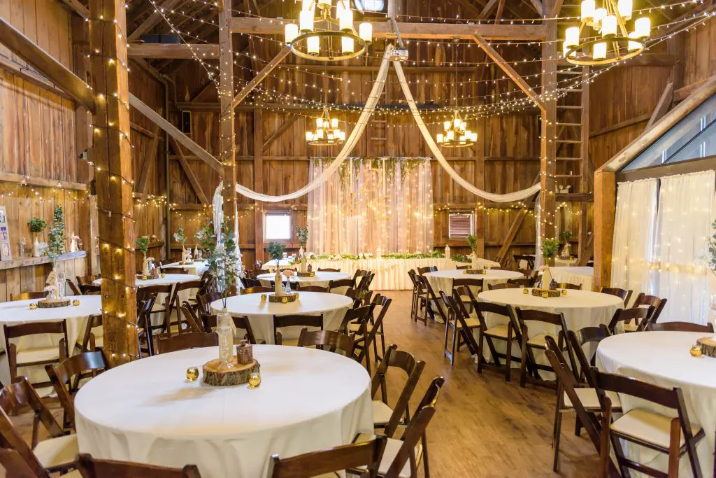a room with tables and chairs